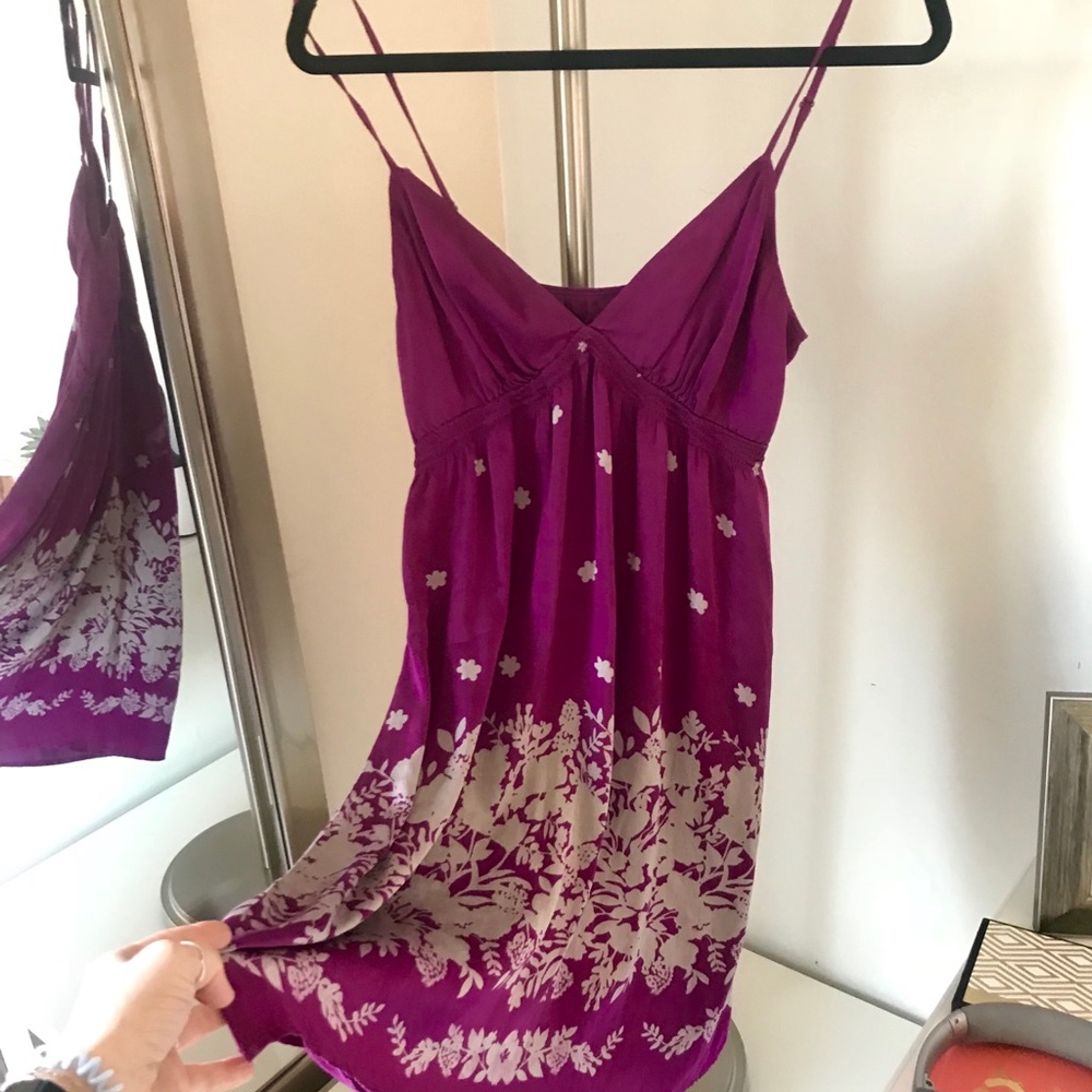Silk Purple Spaghetti Strap Sun Dress - Size M!